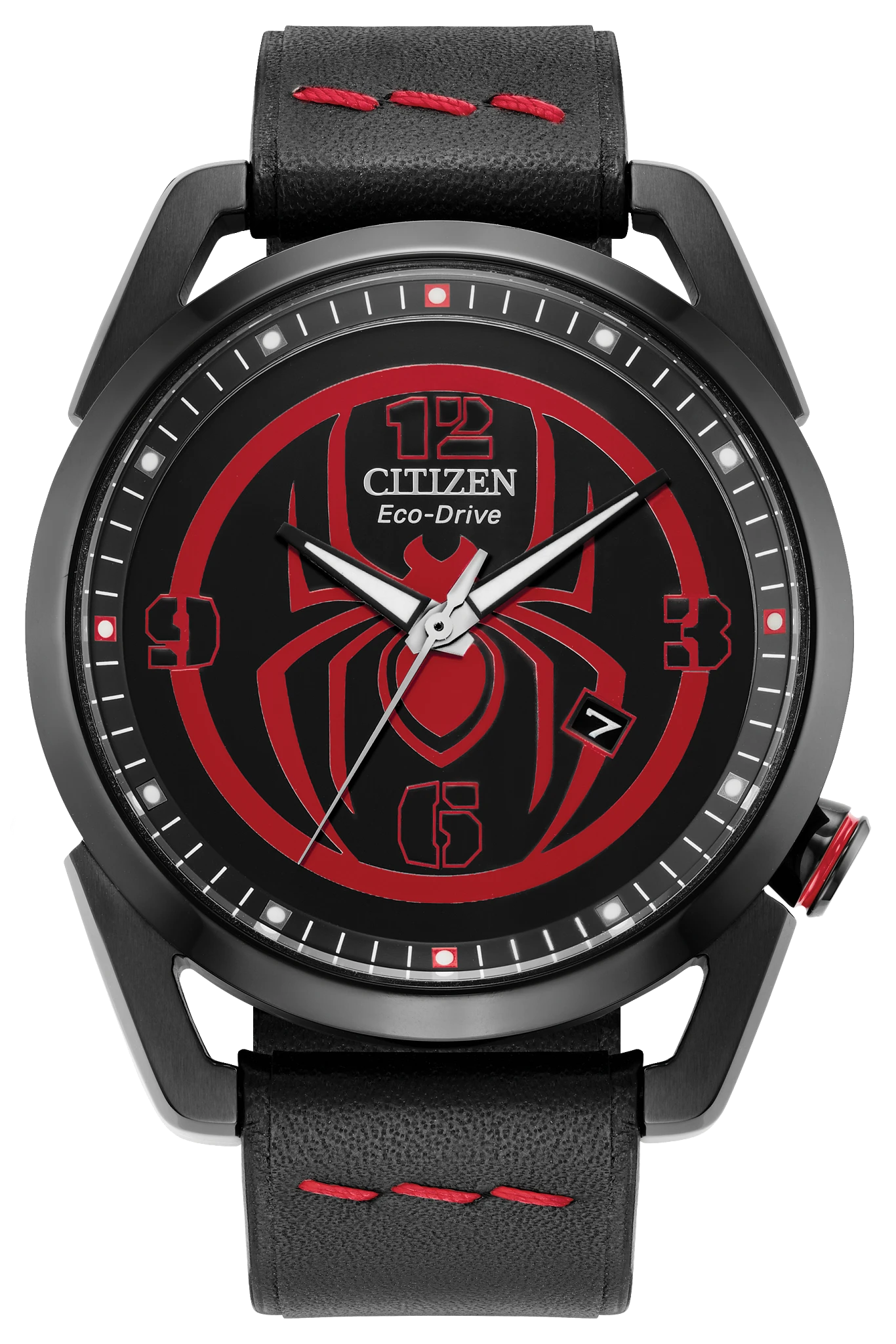 【OOO】 Miles Morales Black Dial Leather Strap AW1685-00W | CITIZEN